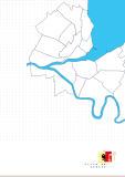 Plan de la Ville en gris et blanc, avec le lac et les deux fleuves en bleu