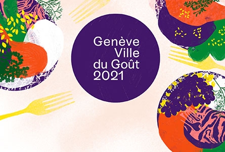 dessin de plats avec mention Genève ville du goût 2021