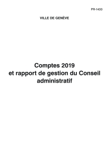 Page de titre - Comptes 2019 et rapport de gestion du Conseil administratif