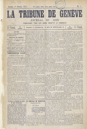 La tribune de Genève du 1er février 1879