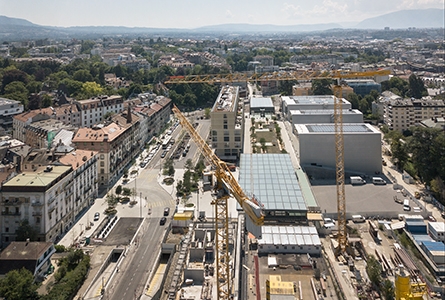Vue aérienne de la gare des Eaux-Vives
