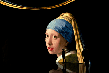 image d'une peinture de Vermeer en projection géante