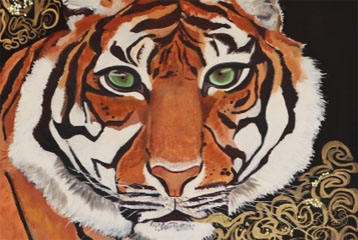 Tête de tigre peinte