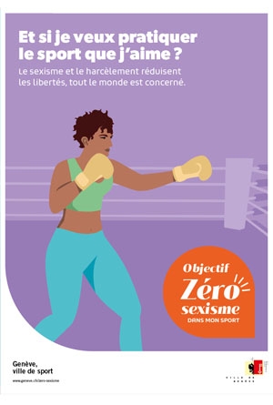 Affiche zero sexisme avec une boxeuse