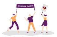Illustration de manifestants portant une banderolle "Urgence Climat".
