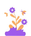 Illustration de fleurs avec des abeilles.