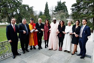 Photo du 26 mars 2018 montrant les signataires de la déclaration de Genève concernant les droits humains et les patrimoines culturels