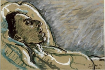 dessin d'une femme couchée avec les yeux fermés