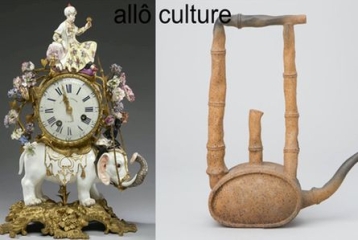 horloge en porcelaine et théière