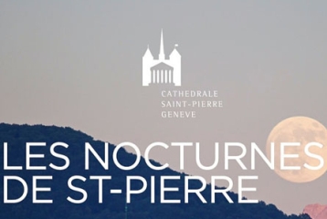 image du Salève avec pleine lune et inscription "Les nocturnes de Saint-Pierre"