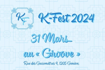 affiche bleue avec inscription K-fest 2024 dessus